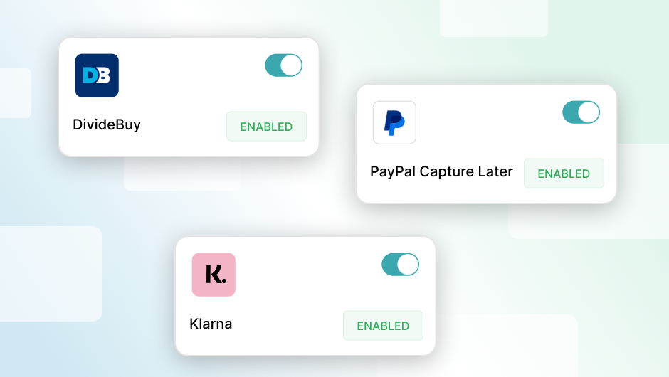 Pay with DivideBuy, PayPal Capture Later and Klarna